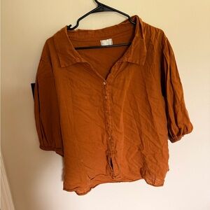 Women's Rust Button-Up Blouse